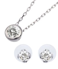 JEWELRY SELECTION/豪華2点セット福袋！K10WG 天然ダイヤモンド 0.1ct フクリン ネックレス ＆ K10WG 計0.04ct 両耳プチ スタッドピアス/505977895