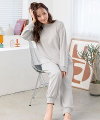 aimerfeel/【WEB限定】無地 スウェット 腹巻付き 長袖 上下セット / 部屋着 セットアップ 春 ジャージ ナイトウェア 腹巻き 冷え防止 温活 ギフト パジャマ 寝間/505978660