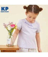 KP/KP(ケーピー)袖チェック柄のロゴ半袖Tシャツ(120～130)/505921094