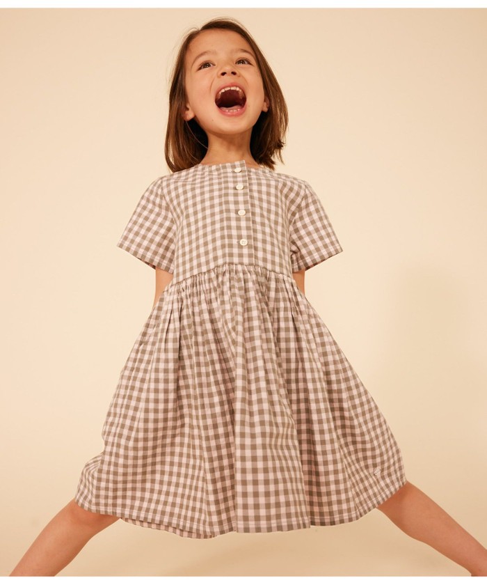 petit bateau プチバトー　2019A/W グレーチェックワンピース セール】シアサッカーワンピース(505984604) | プチバトー(PETIT