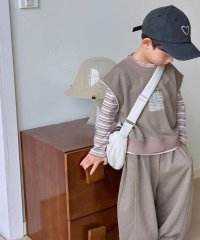 aimoha/【aimoha－KIDS－】子供服　重ね着風ボーダー柄ロングT＋袖無しスウェット上下セットアップ/505985030