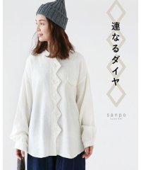 sanpo kuschel/サンポクシェル sanpo kuschel 【連なるダイヤシャツ】ノーカラーシャツトップス/505985973