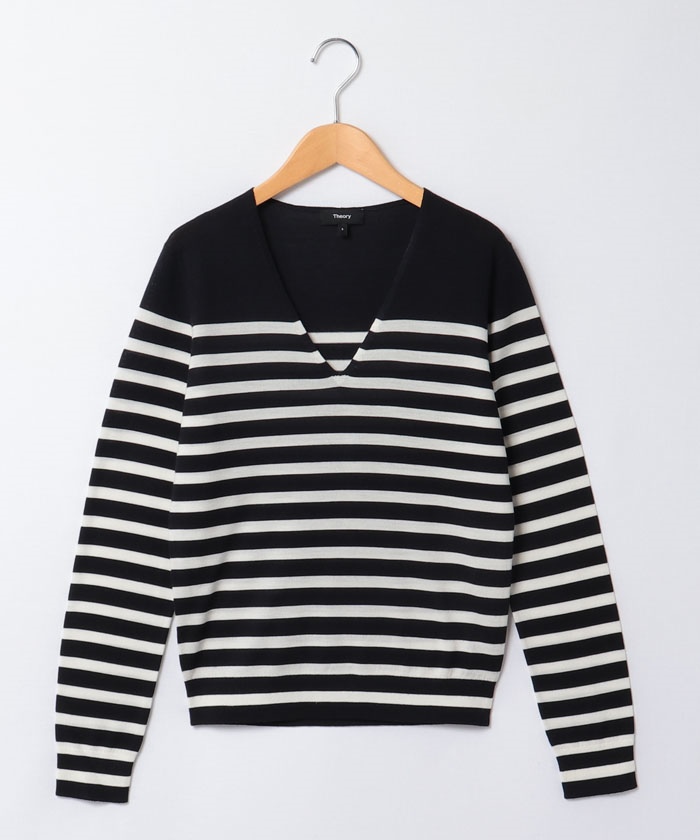 セール】ニット REGAL WOOL STRIPE VNECK(505941491) | セオリー