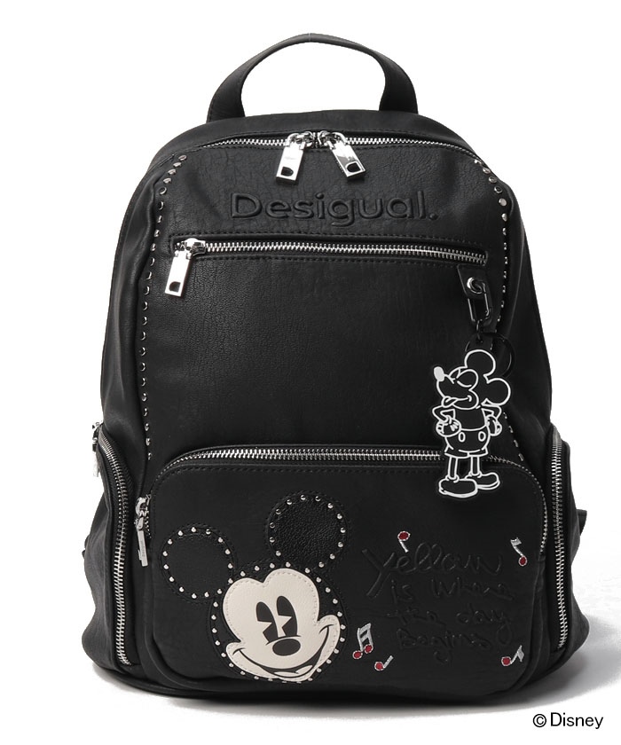 デジグアル desigual ☆ ミッキーコラボリュック　バッグパック 黒 デシグアル Desigual ミッキーマウス ミドルバックパック