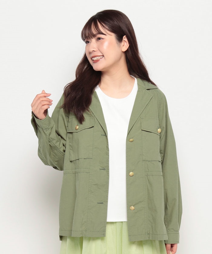 値下げグレディブリリアンゴールドボタンノーカラージャケットカーキ
