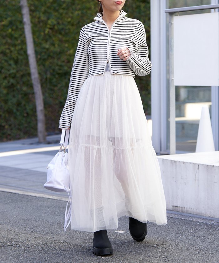 セール 60%OFF】【Chico】Wジップハイネックニット+チュール セール 60%OFF】【Chico】Wジップハイネックニット+チュール