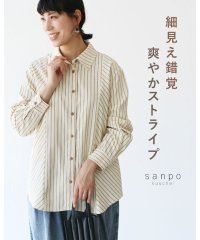 sanpo kuschel/【細見え錯覚爽やかストライプ ブラウス】/505989662
