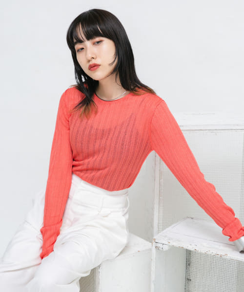 PearlボタンランダムRIBシアーニット PearlボタンランダムRIBシアーニット
