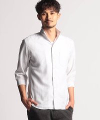 NICOLE CLUB FOR MEN/シアーチェック7分袖スタンドカラーシャツ/505990802