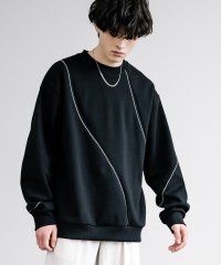 Rocky Monroe/プルオーバー カットソー メンズ レディース 長袖 オーバーサイズ ビッグシルエット リラックス ゆったり ルーズ ワンポイント トリムステッチ クルーネック /505991416