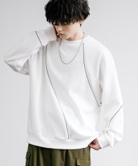 Rocky Monroe/プルオーバー カットソー メンズ レディース 長袖 オーバーサイズ ビッグシルエット リラックス ゆったり ルーズ ワンポイント トリムステッチ クルーネック /505991416