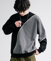 Rocky Monroe/プルオーバー カットソー メンズ レディース 長袖 オーバーサイズ ビッグシルエット リラックス ゆったり ルーズ バイカラー 配色 切り替え ワンポイント ラ/505991462