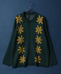 ANPAS/アンパス ANPAS 【ANPAS】花柄 ジャガードカーディガン オーバーサイズ ニット カーデ 襟付き セーター メンズ レディース/505991957