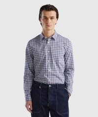 BENETTON (mens)/コットン100%ポプリンチェックスリムフィット長袖シャツ/505932880