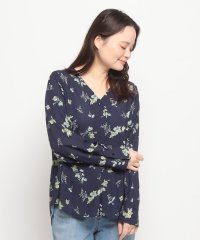 EDWIN/#SO FLOWER PRINT     BLOUSE NAVY/505943483