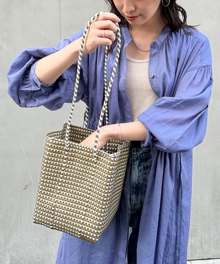 MERCADO BUCKET - MINI CHECK - Black / Cream - (SHORT HANDLE) | Letra|レトラ公式通販 - バッグ MERCADO BUCKET - MINI CHECK - Black / Cream - (SHORT HANDLE) | Letra|レトラ公式通販 - バッグ