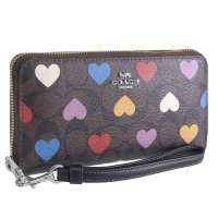 COACH/COACH コーチ LONG ZIP AROUND WALLET ロング ジップ アラウンド ウォレット シグネチャー ハート プリント 長財布/505993030