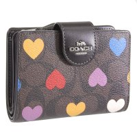 COACH/COACH コーチ MEDIUM CORNER ZIP WALLET ミディアム コーナー ジップ ウォレット シグネチャー ハート プリント 二つ折り 財布/505993031