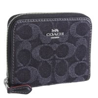 COACH/COACH コーチ SMALL ZIP AROUND WALLET スモールジップ アラウンド ウォレット シグネチャー 二つ折り財布 デニム/505993033