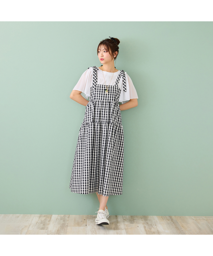 セール 50%OFF】ギンガムチェックビスチェ風ワンピース セール 50%OFF】ギンガムチェックビスチェ風ワンピース