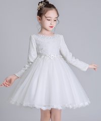 TeddyShop/テディショップ Teddyshop キッズ 長袖パール風ビーズのふんわりレースチュールドレス/505994170