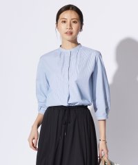 J.PRESS LADIES（LARGE SIZE）/【洗える・接触冷感・UVカット】エステネージュストライプ バンドカラーブラウス/505994174