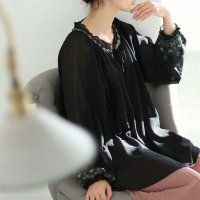 Sawa a la mode/サワアラモード Sawa a la mode オリエンタル柄刺繍のシアーシャツブラウス/505994250
