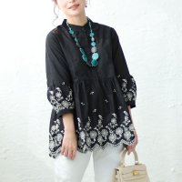 Sawa a la mode/サワアラモード Sawa a la mode ふんわり刺繍のランタン袖チュニック/505994251
