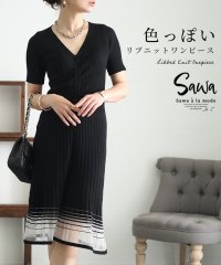 Sawa a la mode/レディース 大人 上品 大人の色っぽさ漂うラメ切替ニットワンピース/505994273