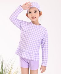 TeddyShop/テディショップ Teddyshop キッズ水着 長袖フリル総柄ラッシュガードトップス+ショートパンツ+キャップ 3点セット【返品不可商品】/505414137