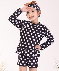 TeddyShop/テディショップ Teddyshop キッズ水着 長袖フリル総柄ラッシュガードトップス+ショートパンツ+キャップ 3点セット【返品不可商品】/505414137