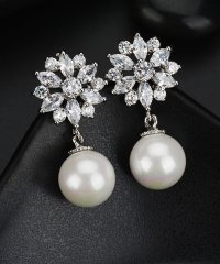 Lace Ladies/レースレディース Lace Ladies サンフラワー ビジュー × パール スウィング ピアス イヤリング/505989422
