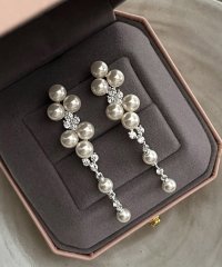 Lace Ladies/レースレディース Lace Ladies パール × ビジュー ロング スイング ピアス/505989427