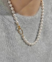 Lace Ladies/レースレディース Lace Ladies オーバルリング付き ベーシック パール アジャスター ネックレス/505989486