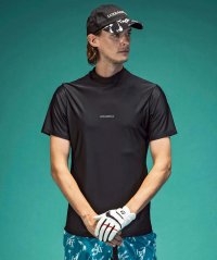 LUXEAKMPLUS/LUXEAKMPLUS(リュクスエイケイエムプラス)ゴルフ バックロゴ半袖モックネックTシャツ/505995452