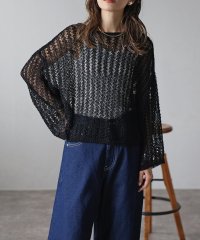 Bonjour Sagan/ボンジュールサガン BONJOUR SAGAN テープヤーン透かし編みショートプルオーバー/505996112