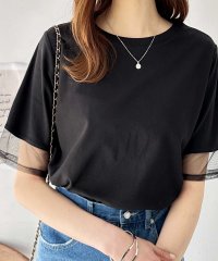 GeeRA/袖シアー切替シルケットTシャツ/505991760