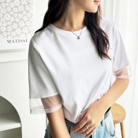 GeeRA/袖シアー切替シルケットＴシャツ/505991760