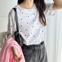 GeeRA/ジーラ GeeRA 綿100%ドット刺しゅうシルケットTシャツ/505991761