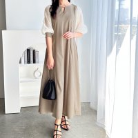GeeRA/ジーラ GeeRA 袖楊柳シアー美ラインワンピース/505991772