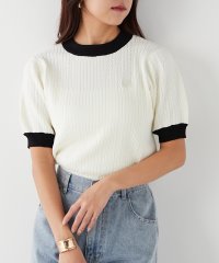 NICE CLAUP OUTLET/エンブレム刺繍ケーブルプルオーバー ニット 春ニット ボーダー ワンポイント/505998290