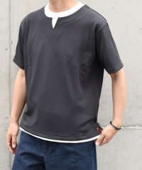 SHIPS any MEN/SHIPS any: キーネック ジャカード フェイクレイヤード Tシャツ◇/505999177