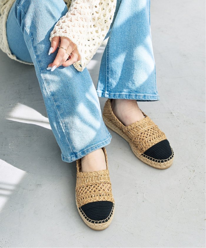美品LE TALONイエローメッシュフラットシューズ ポインテッドサシメッシュフラット | ルタロン(LE TALON