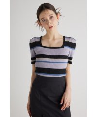 rienda/スクエアNCウォッシャブルボーダーKnit TOP/506000836