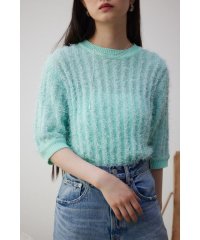 AZUL by moussy/スプリングシャギー5分袖ニット/506000851