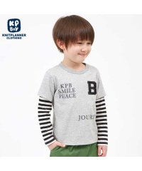 KP BOY/KPBOY(ケーピーボーイ)【日本製】ボーダーレイヤード風ロゴ刺?接結長袖Tシャツ(100～130)/505920670