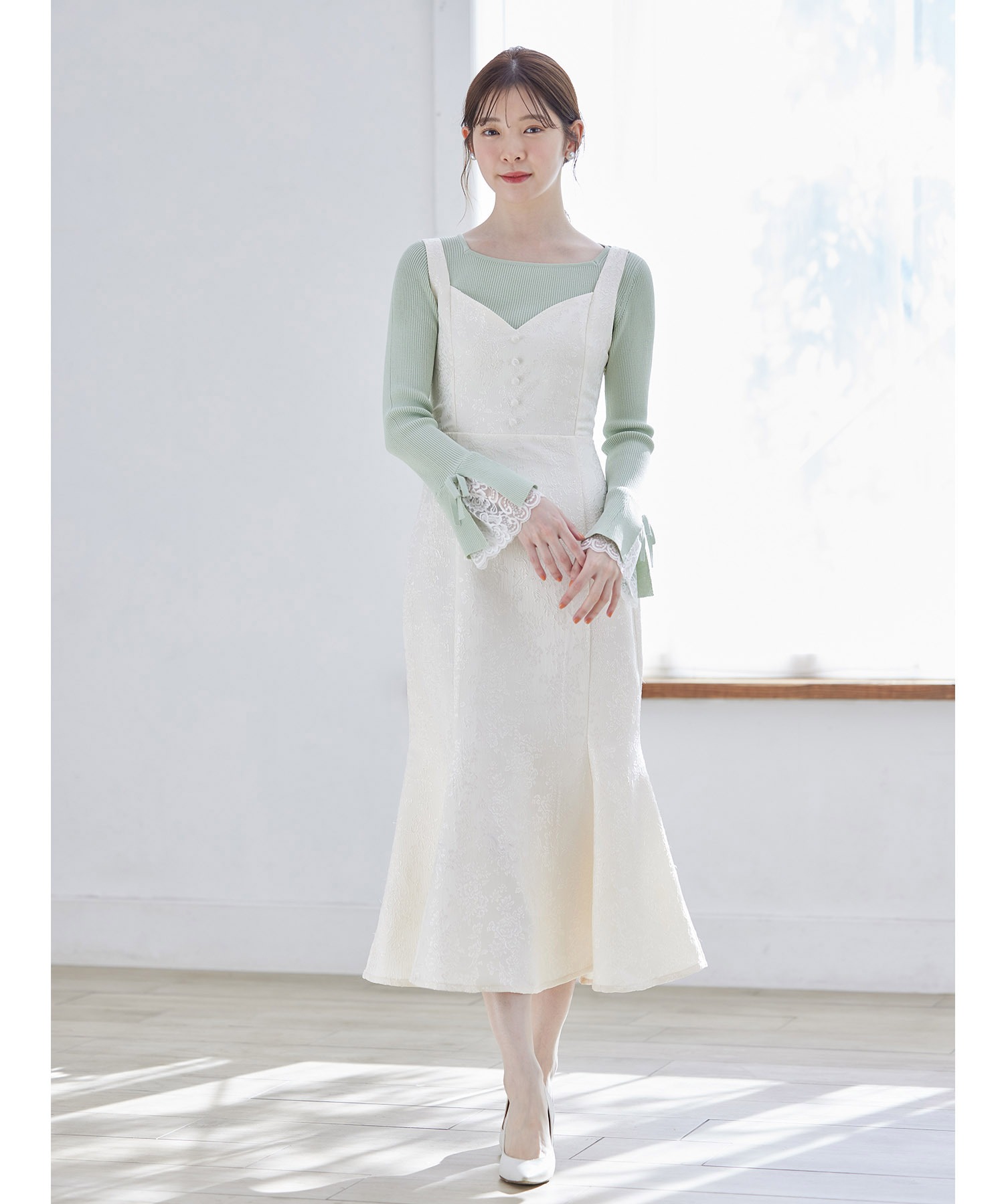 TUNIC 真っ白 レース ジャガード 高級パジャマ