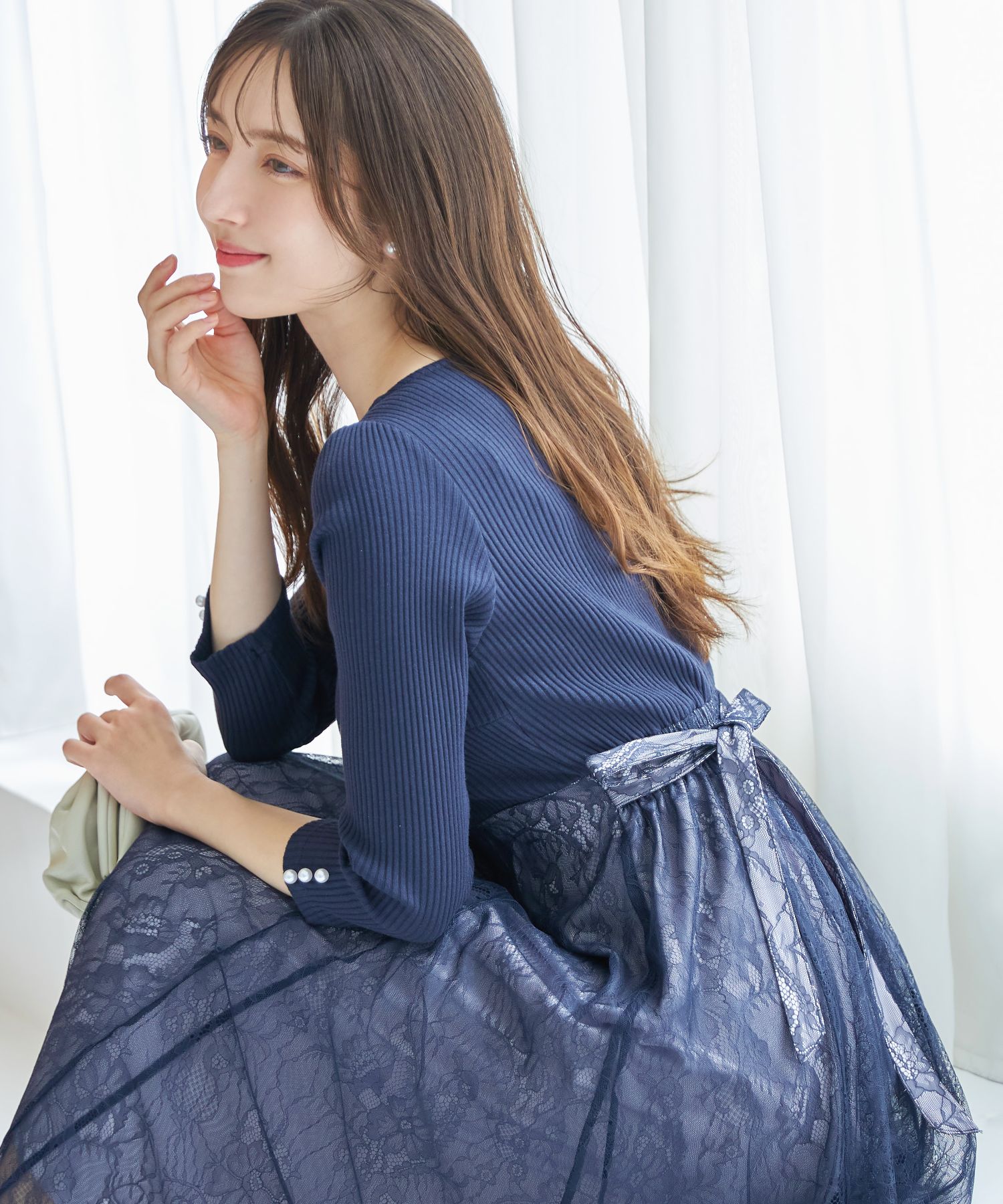 トッコクローゼット tocco closet リボン＆パール付きハイ