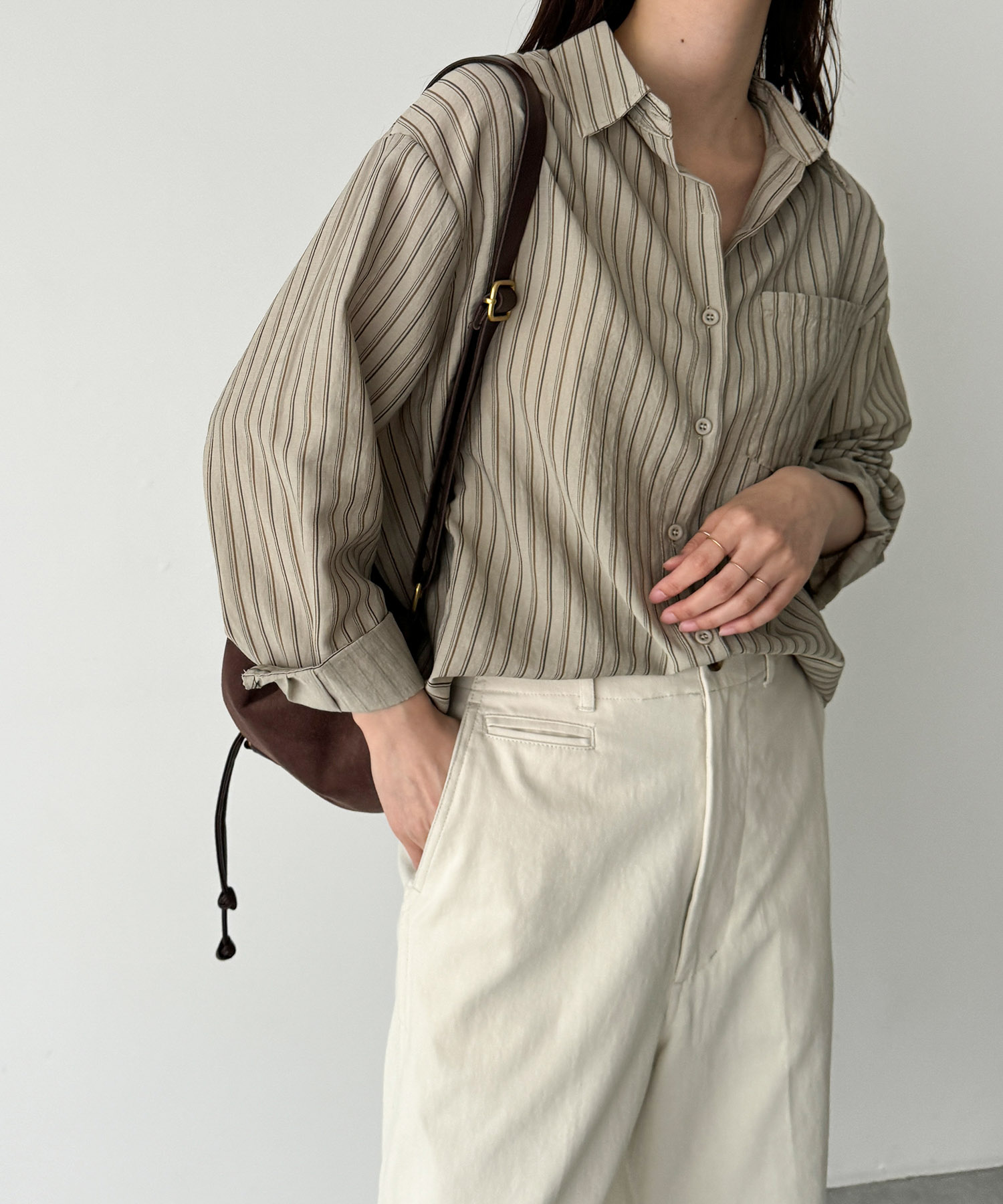 【美品】CANAL JEAN El mar(エルマール)ストライプシャツ キャナルジーン CANAL JEAN El mar(エルマール)ストライプ