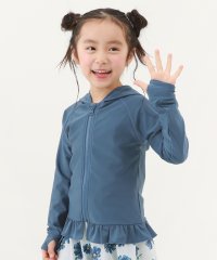 devirock/裾フリル長袖ジップラッシュガード 子供服 キッズ 女の子 水着 プールグッズ 長袖ラッシュガード /504664234